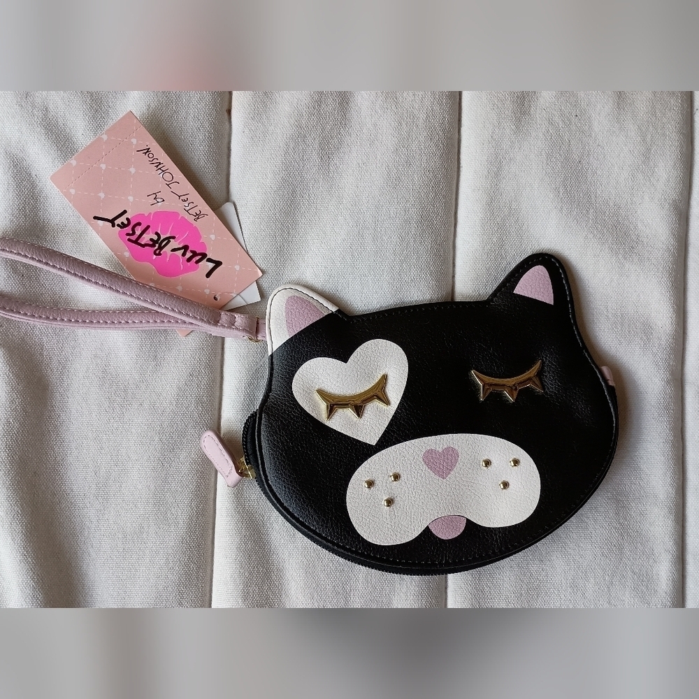 NWT Betsey Johnston Cute Cat Face Wrist Bag